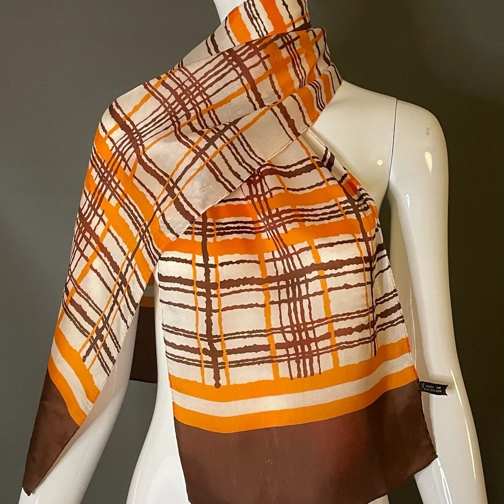 Super Cute Vintage Scarf 12 In by 52 In Fair Condition Made in Japan